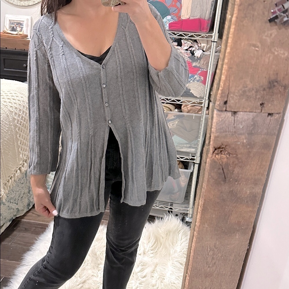 Croft & Barrow grey knit sweater cardigan size 1X
